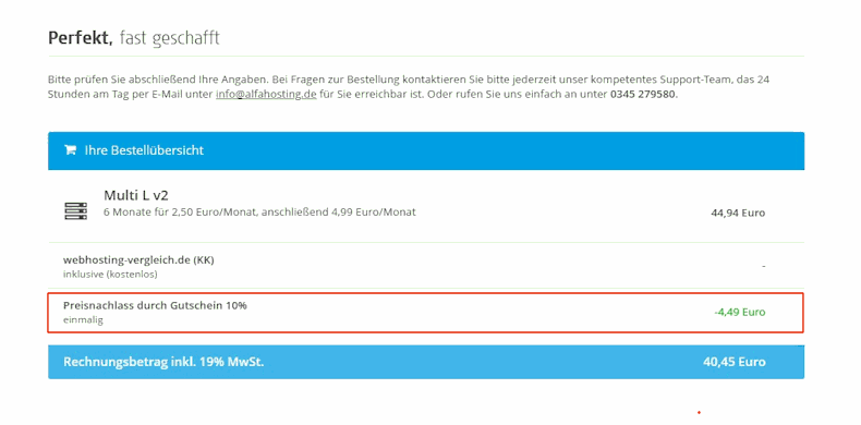 Alfahosting - Zusammenfassung inklusive Rabatt.