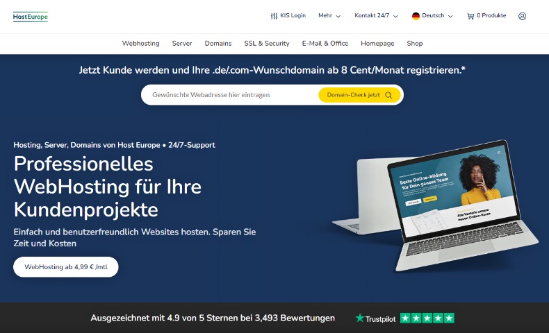 Host Europe Website