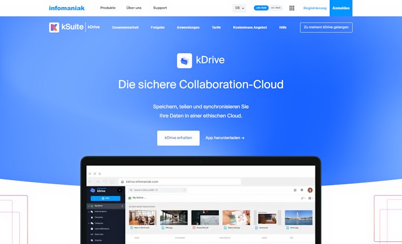 Kostenloser Cloud-Speicher – kDrive