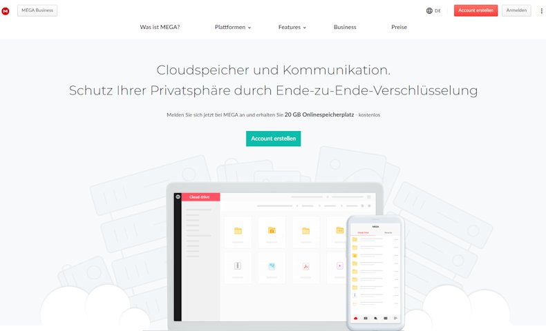 Mega: 20 GB kostenloser Cloud-Speicher